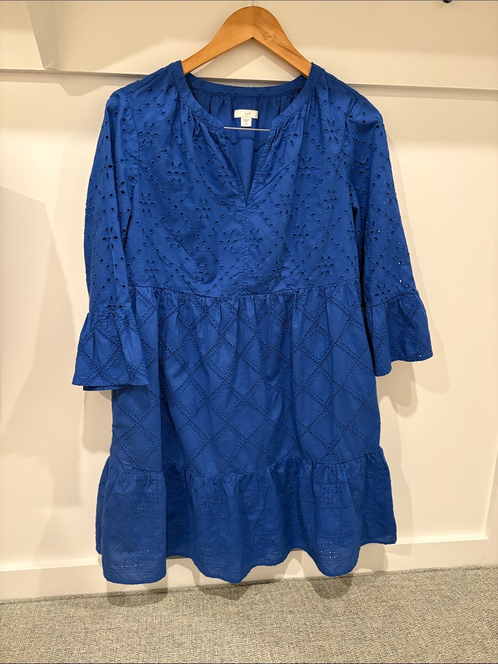 J. Jill Royal Blue Eyelet Tunic Dress
